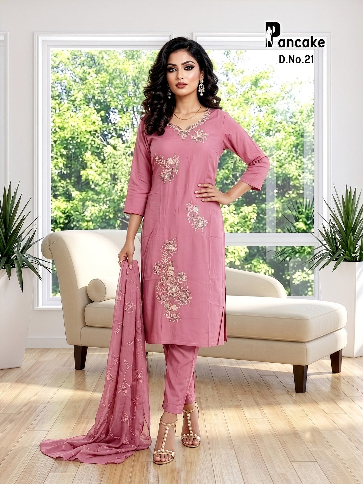 Pancake Prmnt Roman Silk Readymade Pant Style Suits Wholesaler Ahmedabad