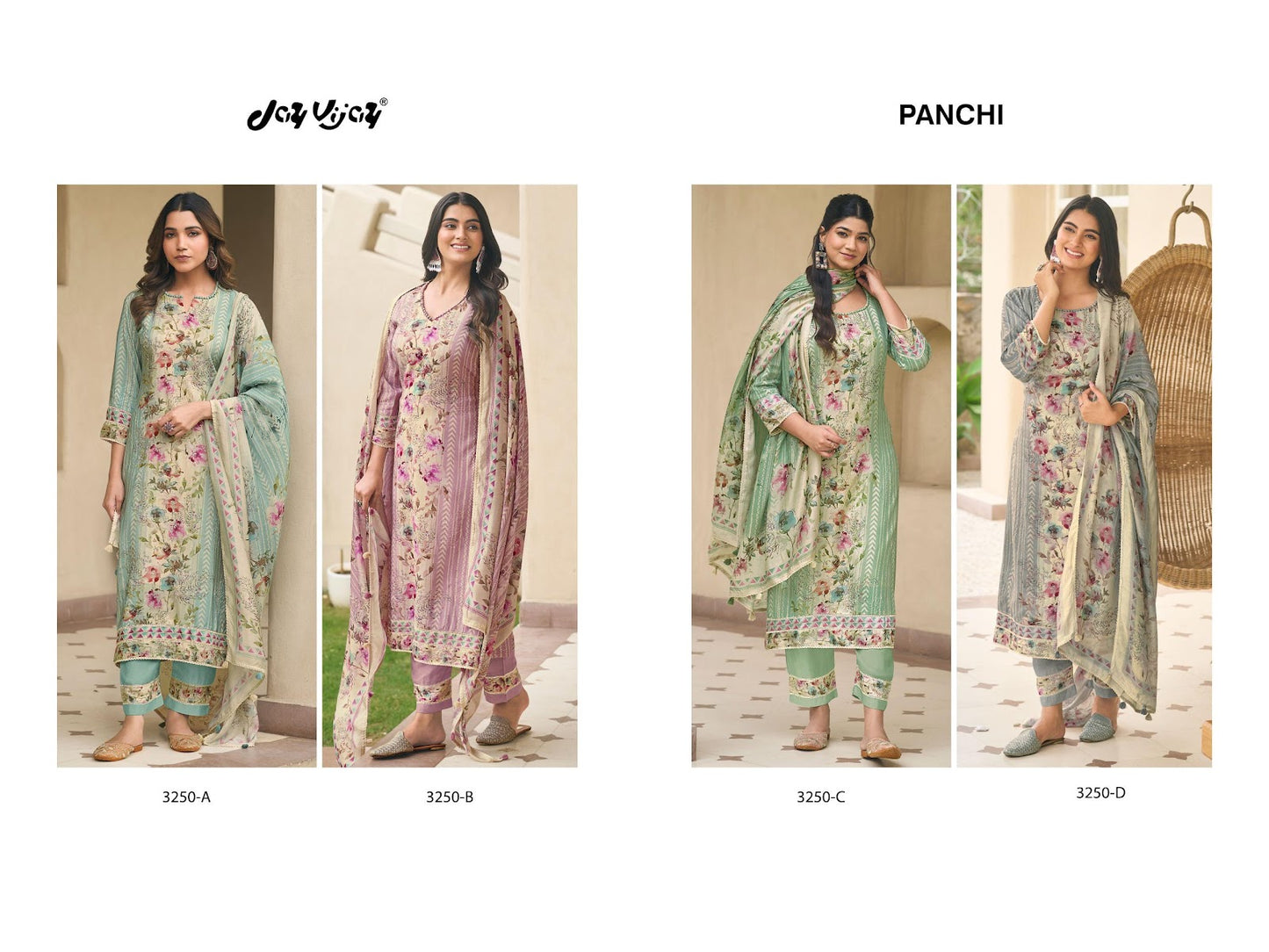Panchi 3250 Jay Vijay Moga Silk Pant Style Suits Wholesaler Ahmedabad