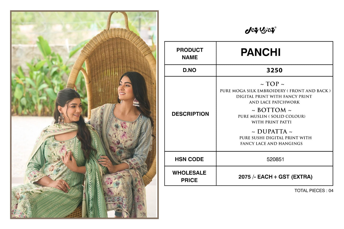 Panchi 3250 Jay Vijay Moga Silk Pant Style Suits Wholesaler Ahmedabad