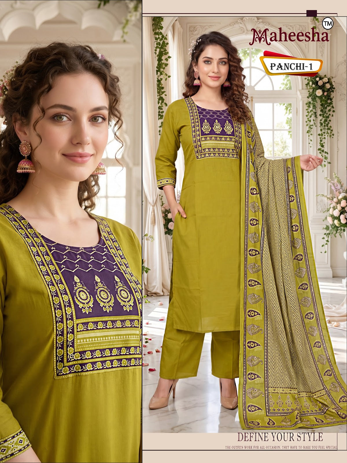 Panchi Maheesha Dhabu Cotton Readymade Plazzo Style Suits Exporter