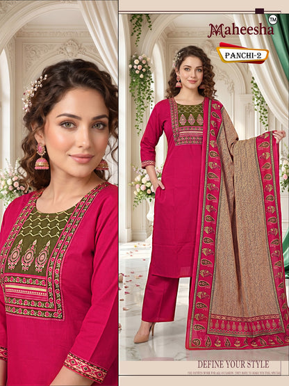 Panchi Maheesha Dhabu Cotton Readymade Plazzo Style Suits Exporter