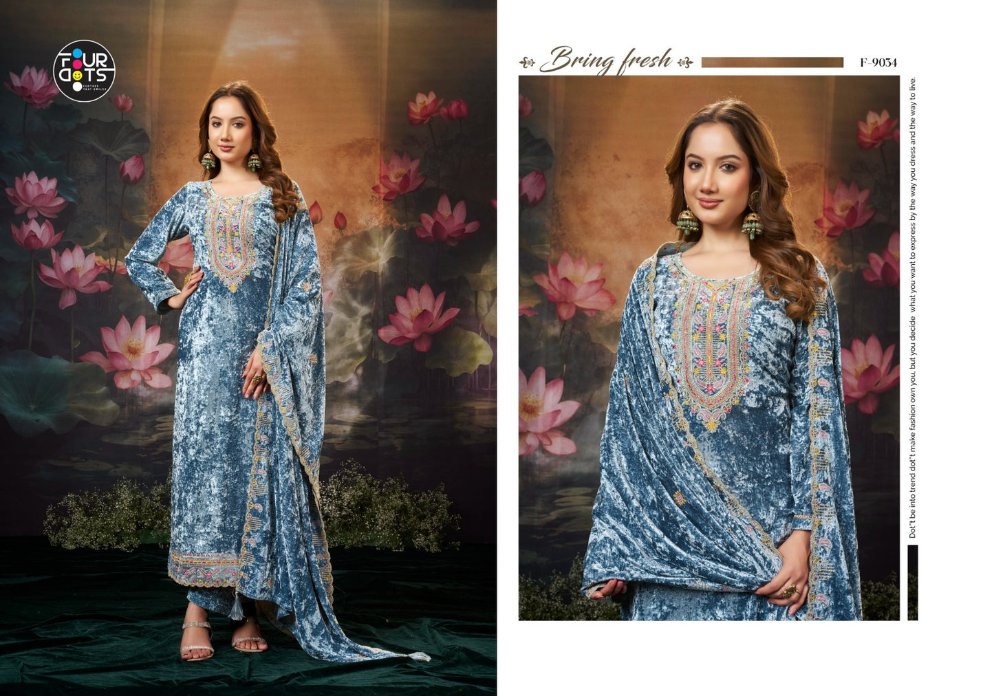 Panchmukh Four Dots Pure Makhamal Velvet Suits Wholesale