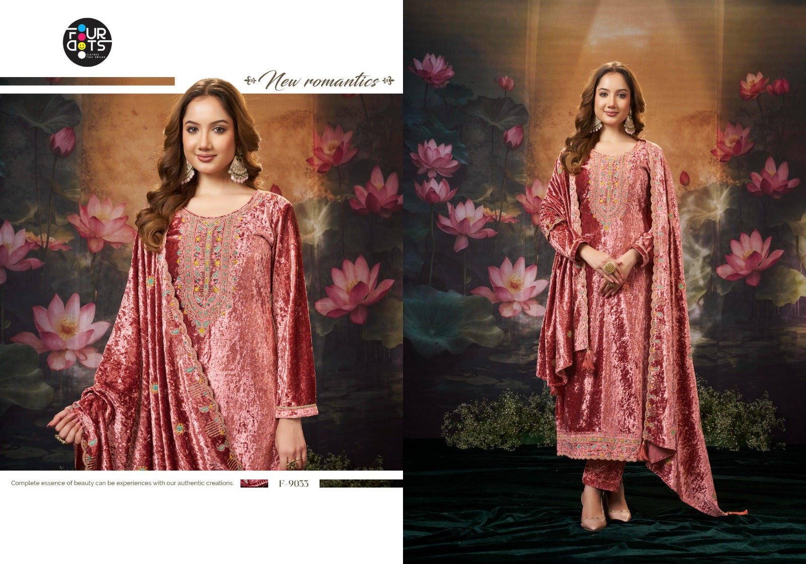 Panchmukh Four Dots Pure Makhamal Velvet Suits Wholesale