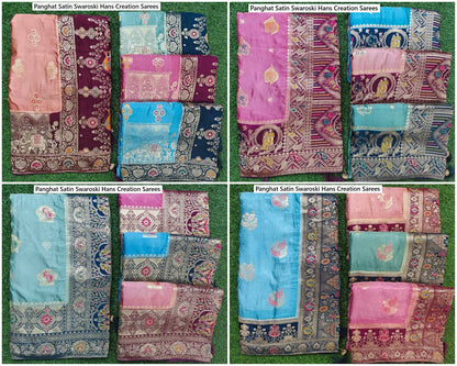 Panghat Satin Swaroski Hans Creation Sarees Manufacturer India