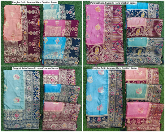Panghat Satin Swaroski Hans Creation Sarees Manufacturer India