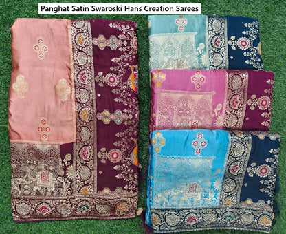 Panghat Satin Swaroski Hans Creation Sarees Manufacturer India