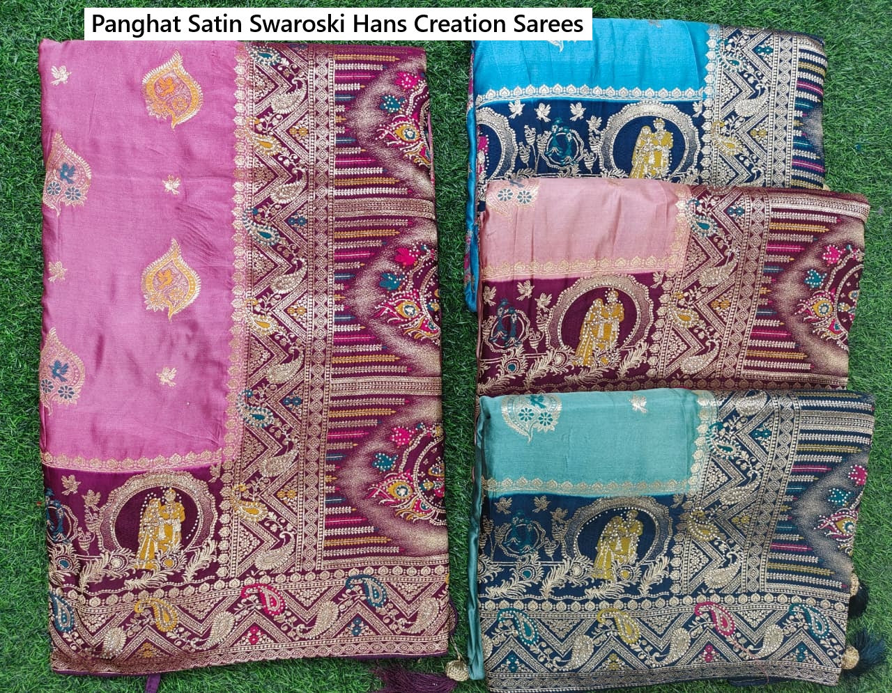 Panghat Satin Swaroski Hans Creation Sarees Manufacturer India