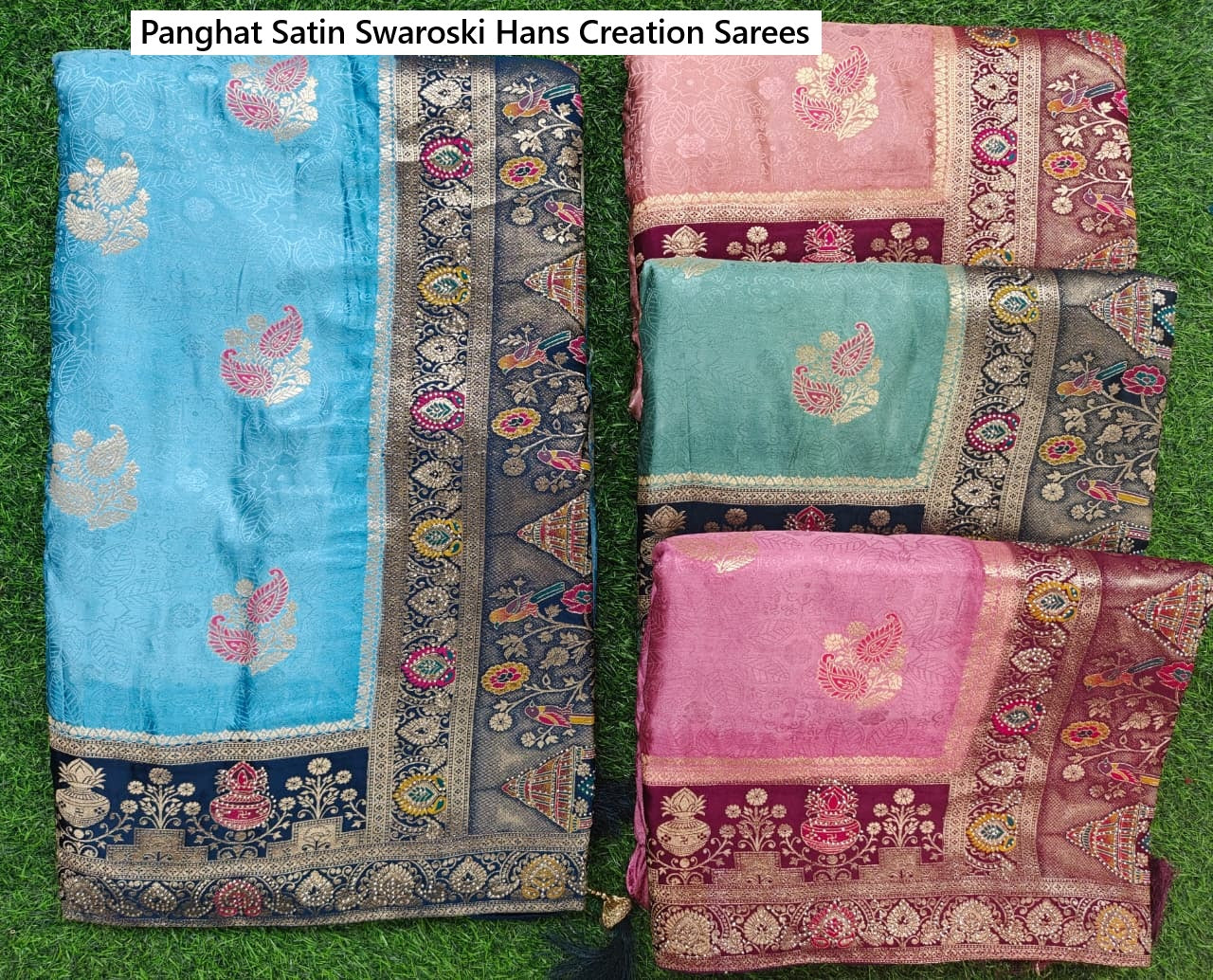 Panghat Satin Swaroski Hans Creation Sarees Manufacturer India