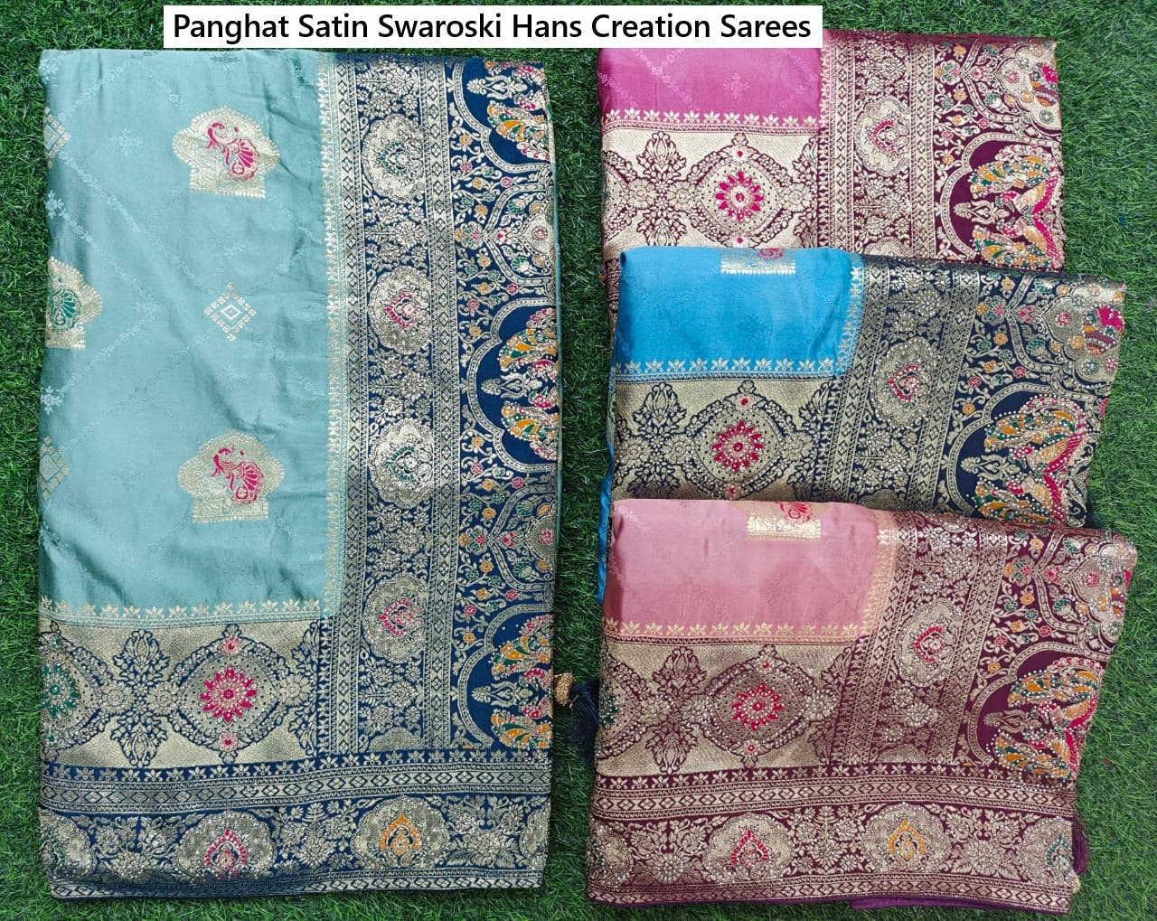 Panghat Satin Swaroski Hans Creation Sarees Manufacturer India