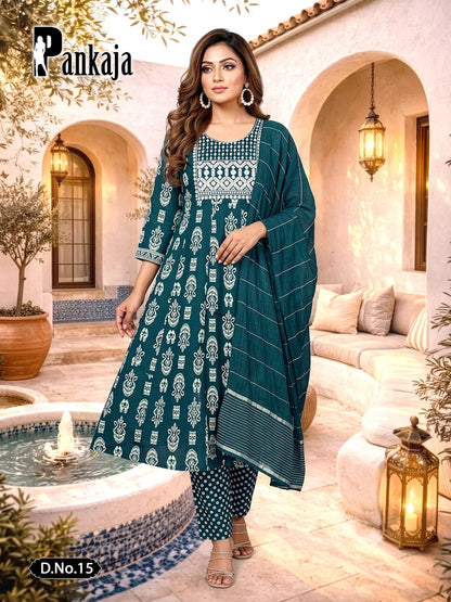 Pankaja Prmnt Rayon Readymade Anarkali Suits Exporter India
