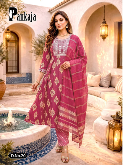 Pankaja Prmnt Rayon Readymade Anarkali Suits Exporter India