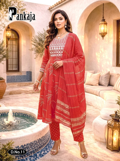 Pankaja Prmnt Rayon Readymade Anarkali Suits Exporter India