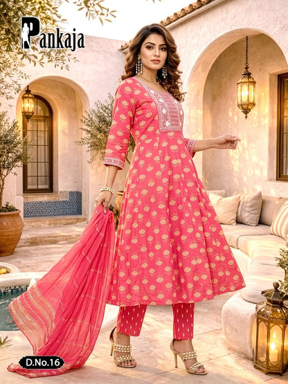 Pankaja Prmnt Rayon Readymade Anarkali Suits Exporter India