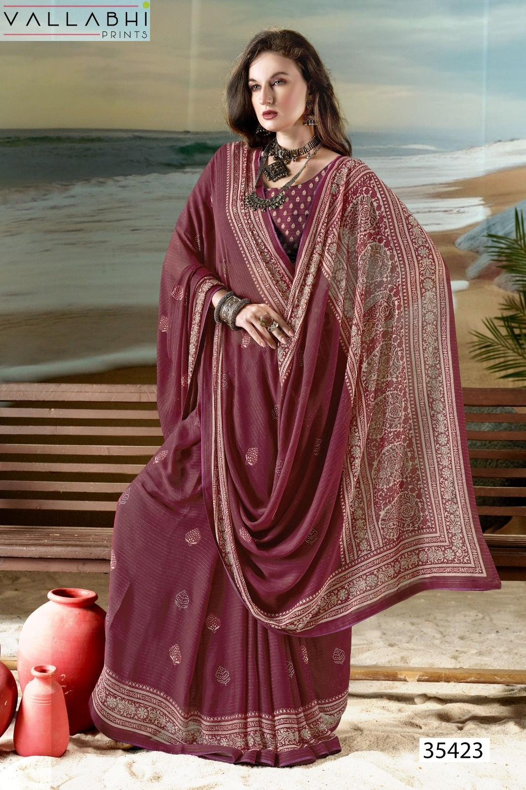 Pankaja Vallabhi Prints Moss Sarees Supplier