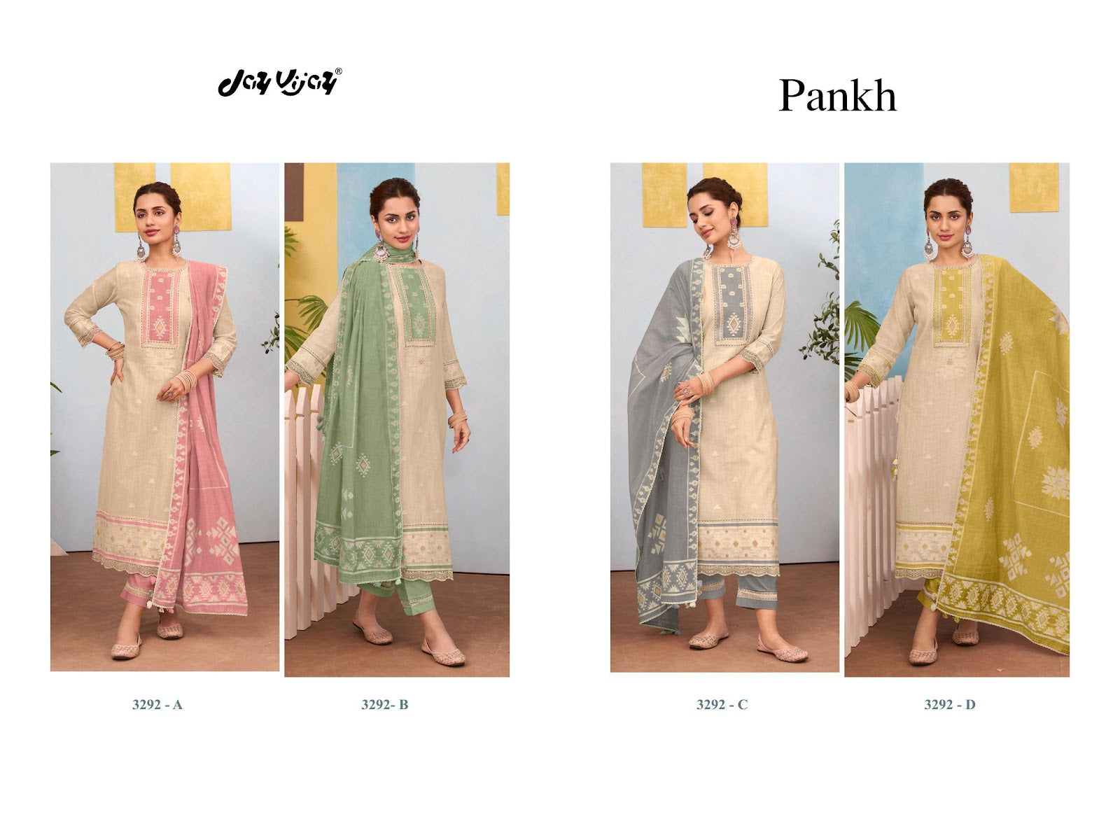 Pankh 3292 Jay Vijay Cotton Pant Style Suits Supplier Ahmedabad