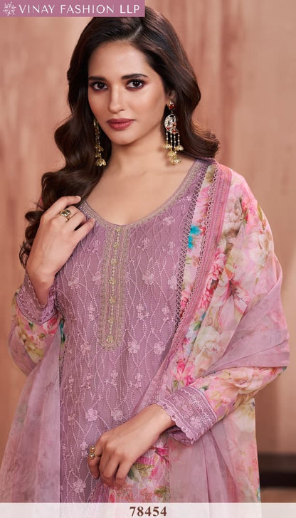 Pankh Kuleesh Vinay Fashion Llp Silk Chiffon Pant Style Suits Wholesaler Ahmedabad