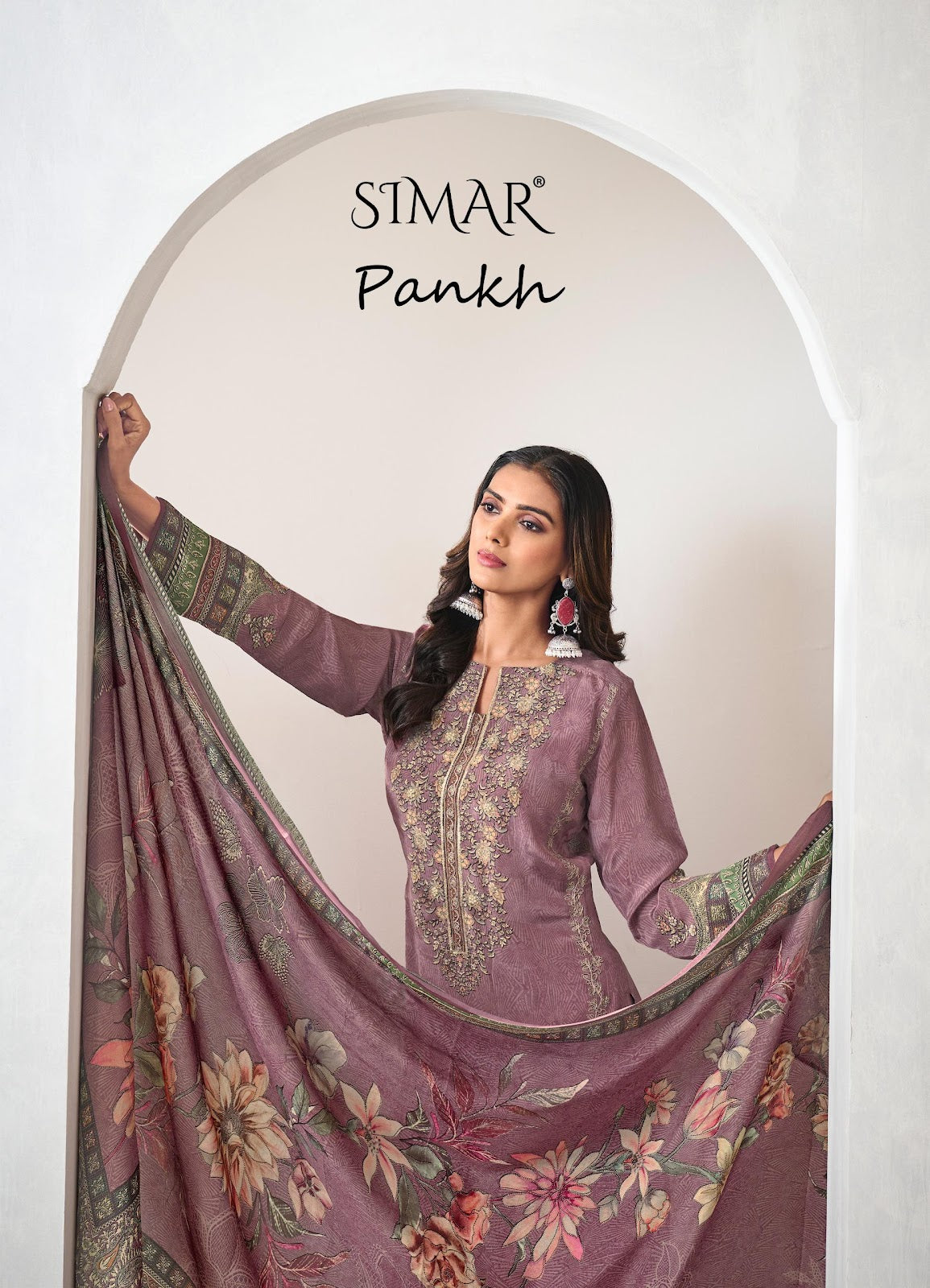 Pankh Simar Natural Crape Pant Style Suits Wholesale Price