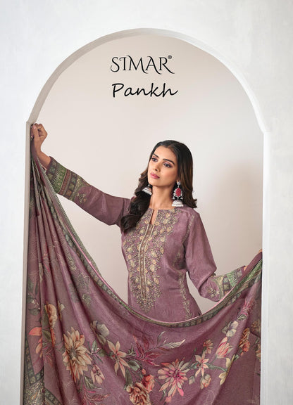 Pankh Simar Natural Crape Pant Style Suits Wholesale Price