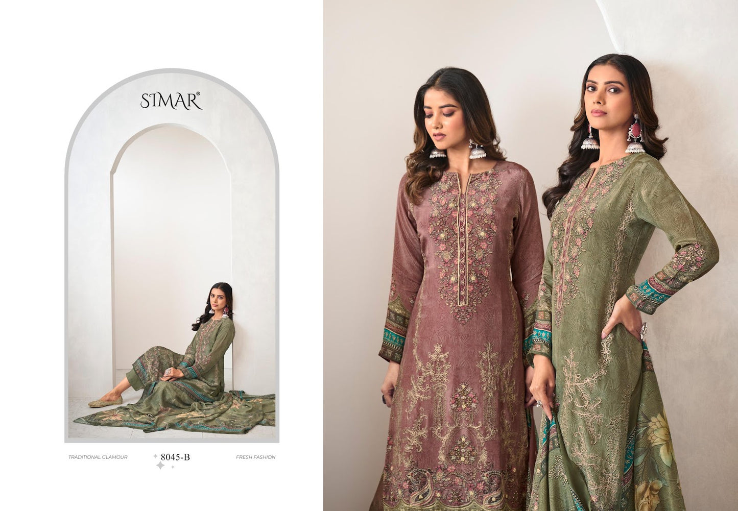 Pankh Simar Natural Crape Pant Style Suits Wholesale Price