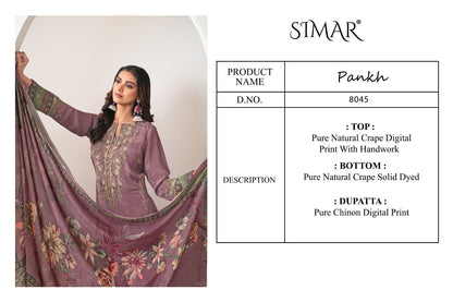 Pankh Simar Natural Crape Pant Style Suits Wholesale Price