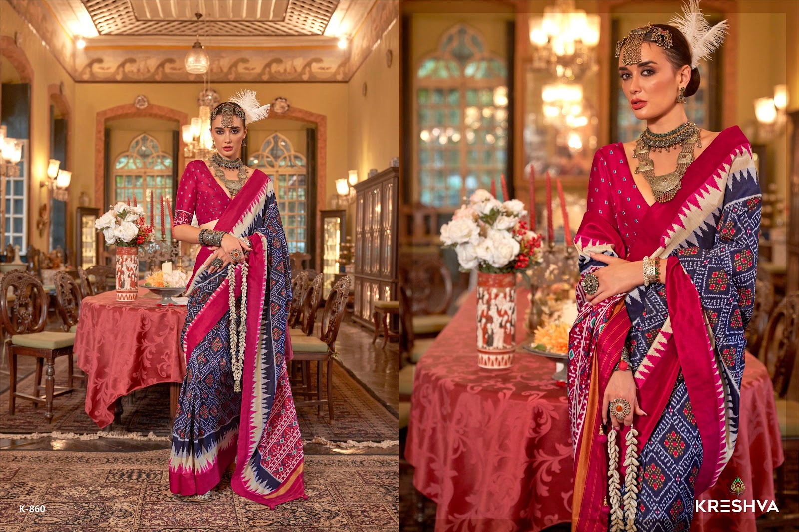 Pankhpatola 853-864 Kreshva Pv Silk Sarees Manufacturer India