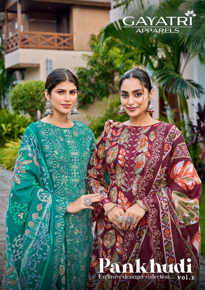 Pankhudi Vol 1 Gayatri Cambric Karachi Salwar Suits Wholesale Price