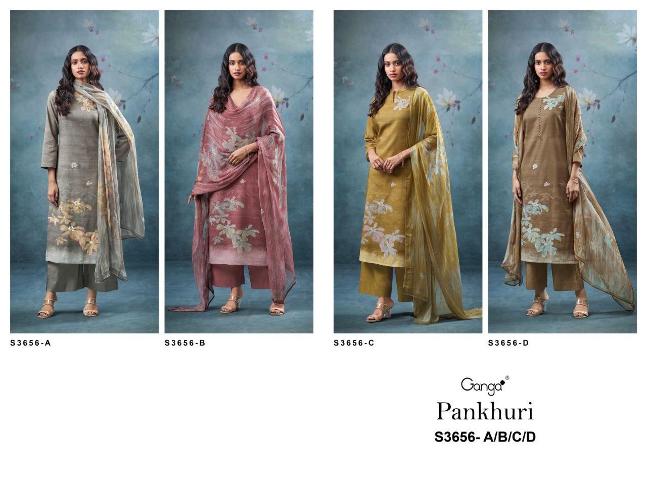 Pankhuri 3656 Ganga Cotton Linen Plazzo Style Suits Wholesale Price