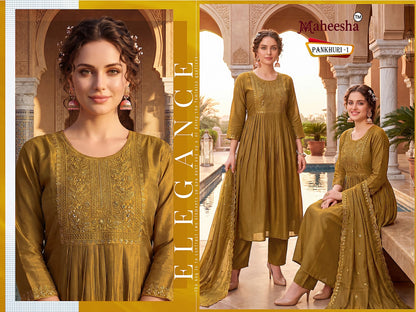 Pankhuri Maheesha Chanderi Readymade Anarkali Suits Exporter