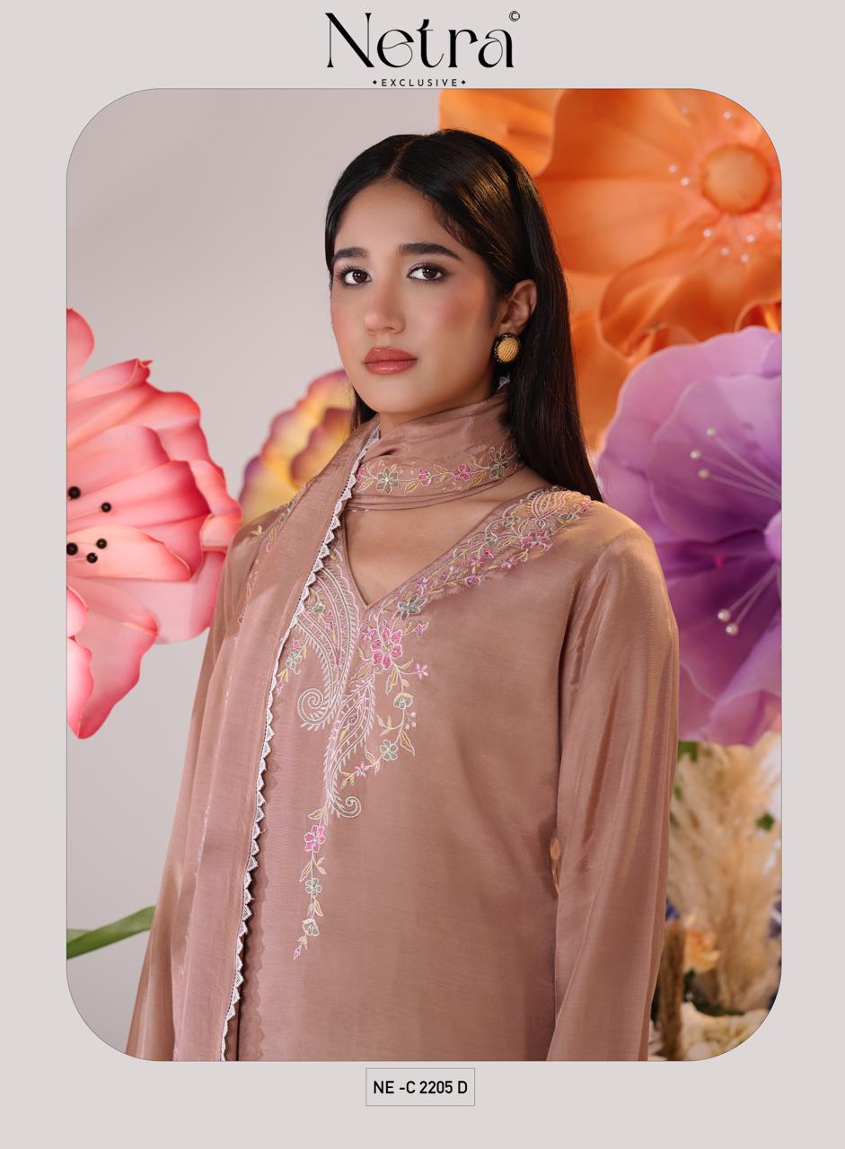Pankhuri Netra Bemberg Muslin Pant Style Suits Wholesaler Gujarat