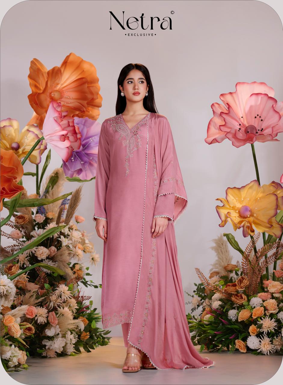 Pankhuri Netra Bemberg Muslin Pant Style Suits Wholesaler Gujarat