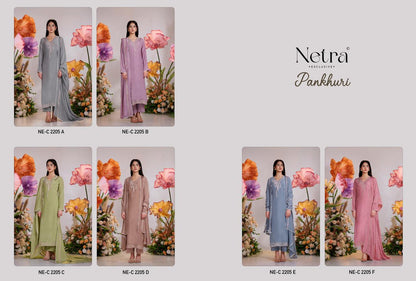 Pankhuri Netra Bemberg Muslin Pant Style Suits Wholesaler Gujarat