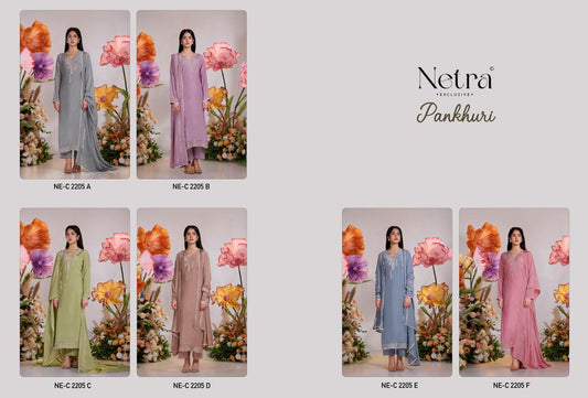 Pankhuri Netra Bemberg Muslin Pant Style Suits Wholesaler Gujarat