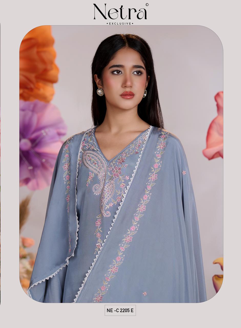 Pankhuri Netra Bemberg Muslin Pant Style Suits Wholesaler Gujarat