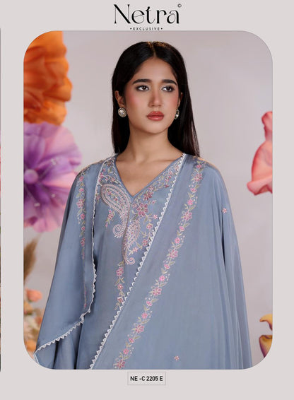 Pankhuri Netra Bemberg Muslin Pant Style Suits Wholesaler Gujarat