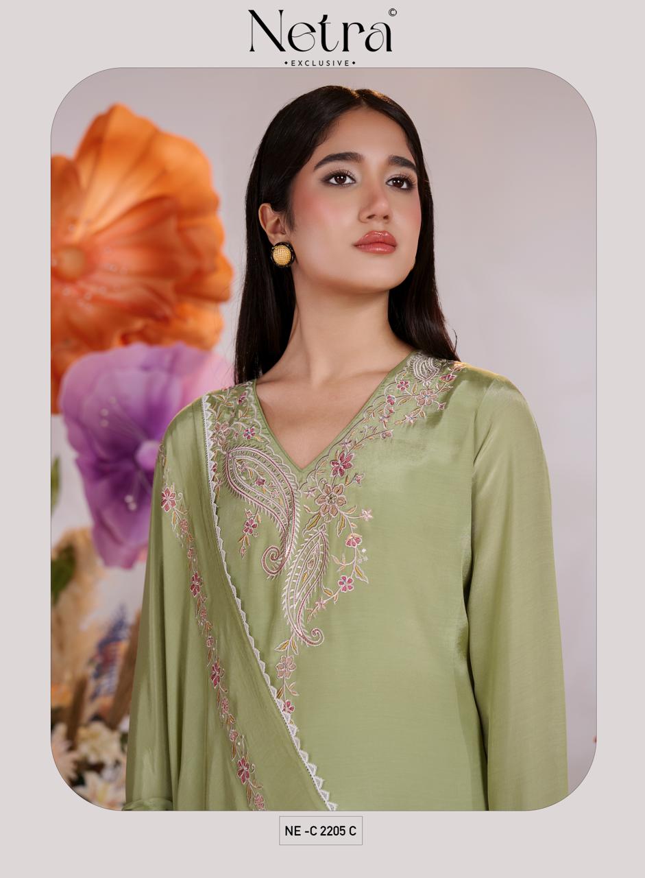 Pankhuri Netra Bemberg Muslin Pant Style Suits Wholesaler Gujarat