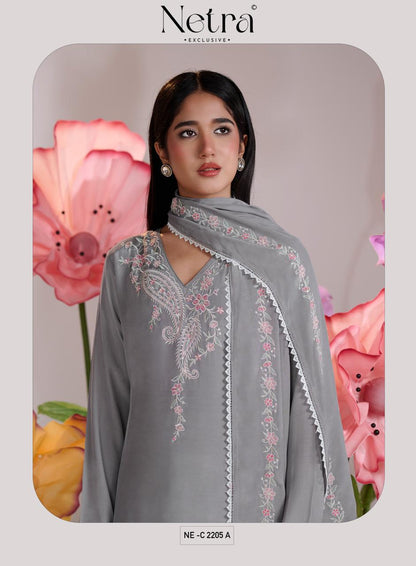 Pankhuri Netra Bemberg Muslin Pant Style Suits Wholesaler Gujarat