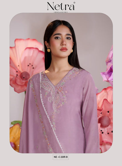 Pankhuri Netra Bemberg Muslin Pant Style Suits Wholesaler Gujarat