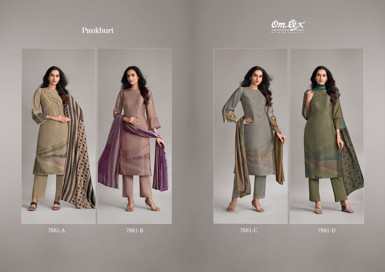 Pankhuri Omtex Silk Pant Style Suits Wholesale Price