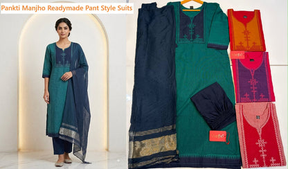 Pankti Manjho Handloom Readymade Pant Style Suits Wholesale Price