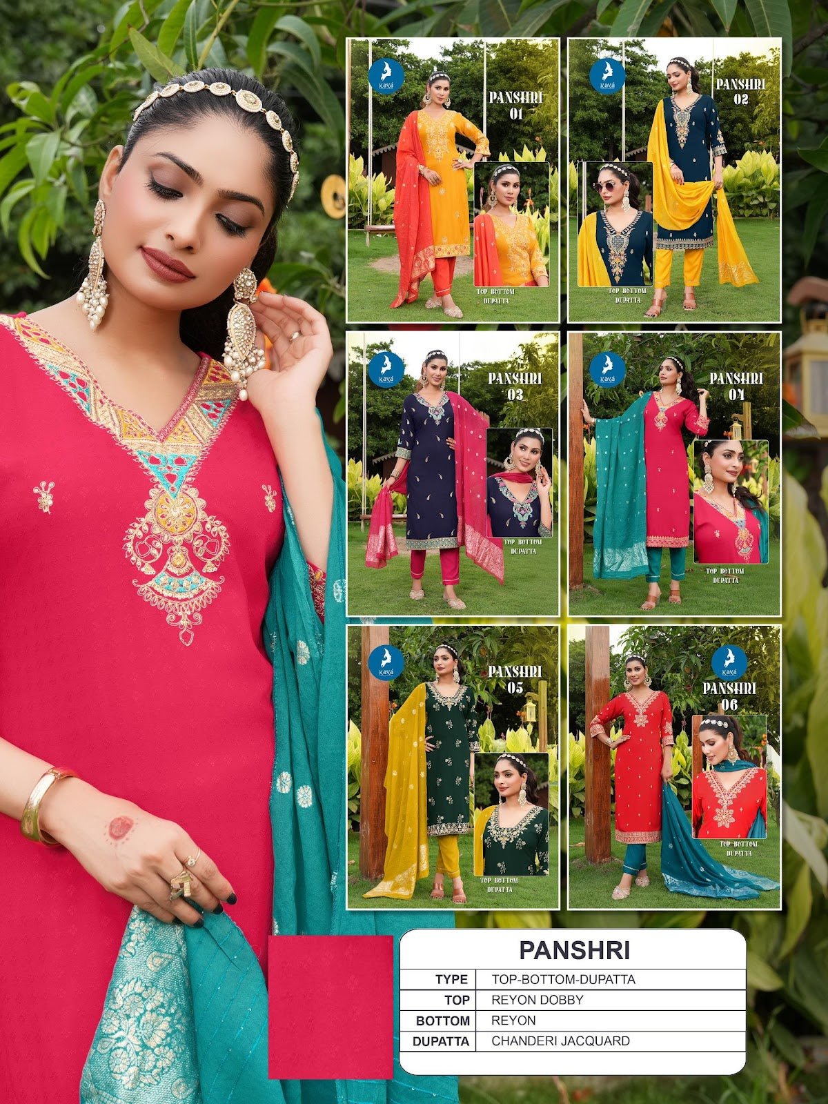 Panshri Kaya Rayon Dobby Readymade Pant Style Suits Supplier Ahmedabad