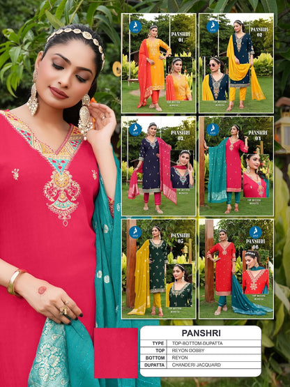 Panshri Kaya Rayon Dobby Readymade Pant Style Suits Supplier Ahmedabad