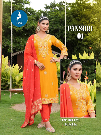 Panshri Kaya Rayon Dobby Readymade Pant Style Suits Supplier Ahmedabad