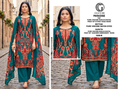 Paradise 1020 Gucchi Viscose Muslin Plazzo Style Suits Exporter Gujarat