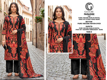 Paradise 1020 Gucchi Viscose Muslin Plazzo Style Suits Exporter Gujarat