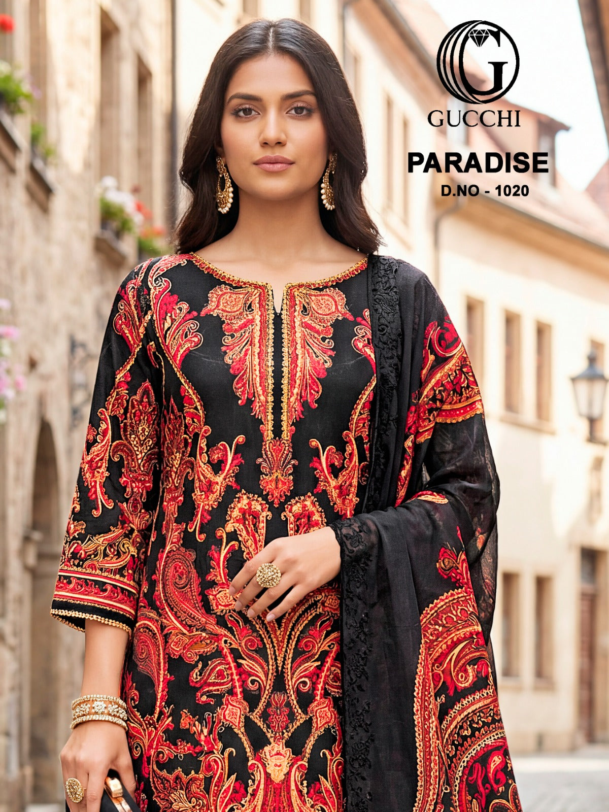 Paradise 1020 Gucchi Viscose Muslin Plazzo Style Suits Exporter Gujarat