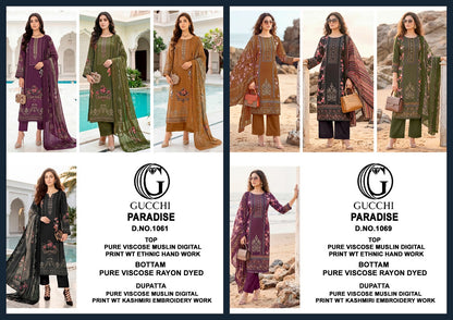 Paradise 1061-1069 Gucchi Viscose Muslin Pant Style Suits Supplier India