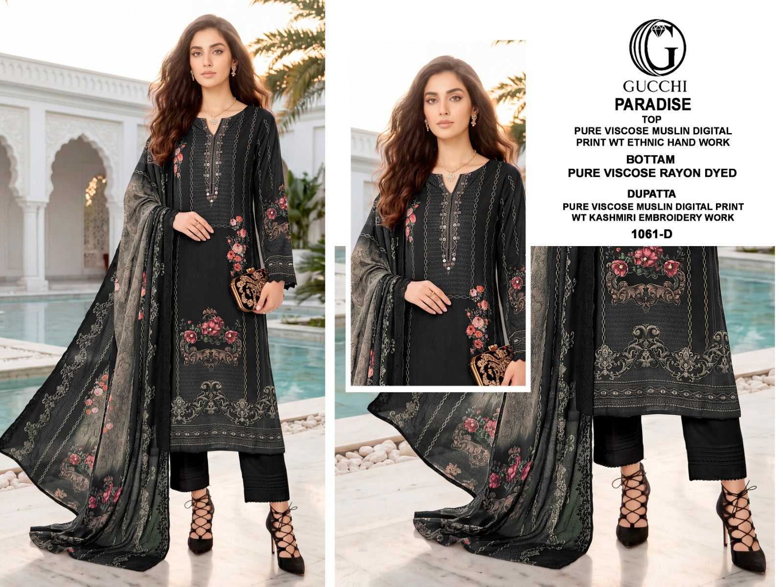 Paradise 1061-1069 Gucchi Viscose Muslin Pant Style Suits Supplier India