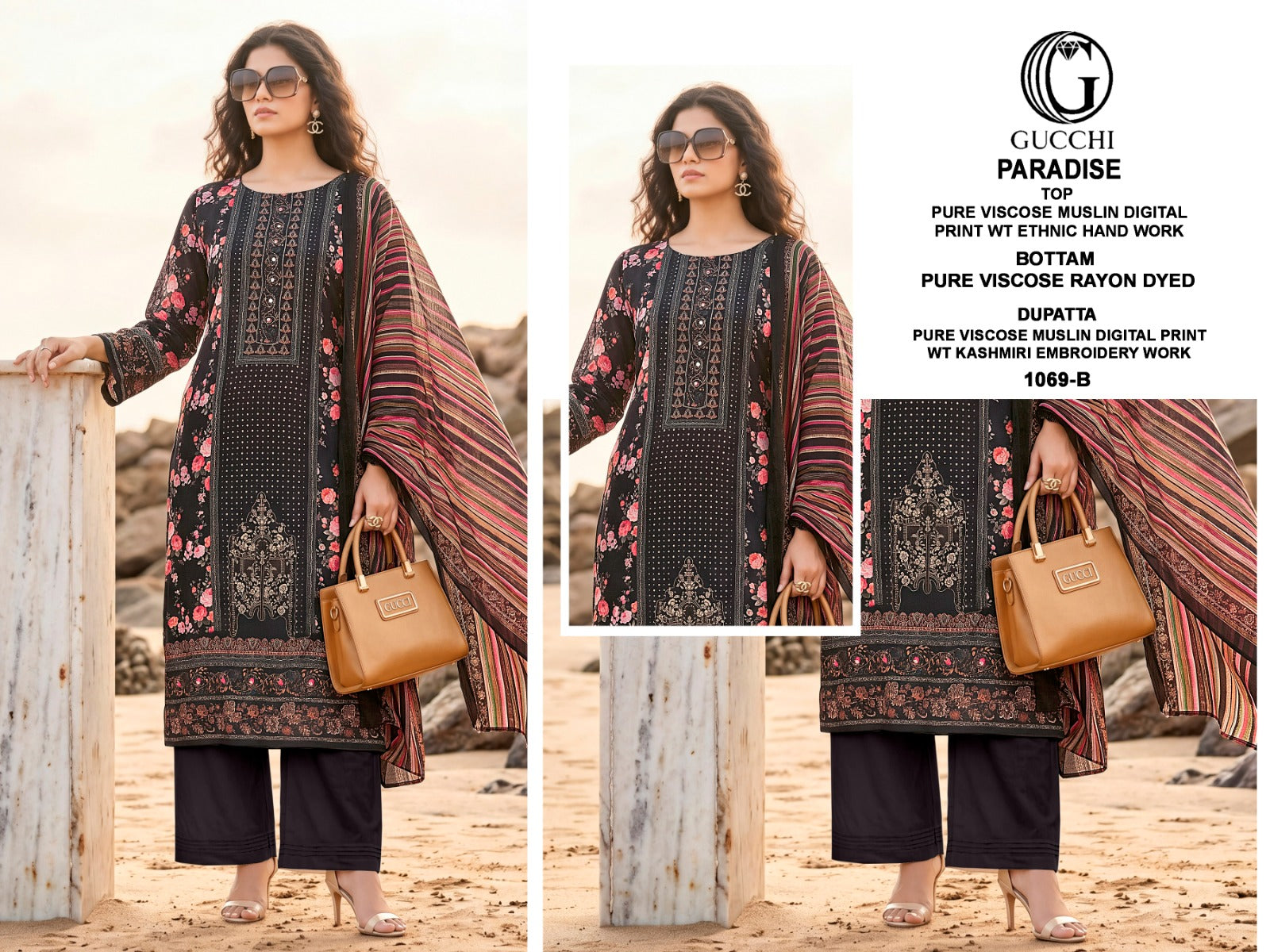 Paradise 1061-1069 Gucchi Viscose Muslin Pant Style Suits Supplier India