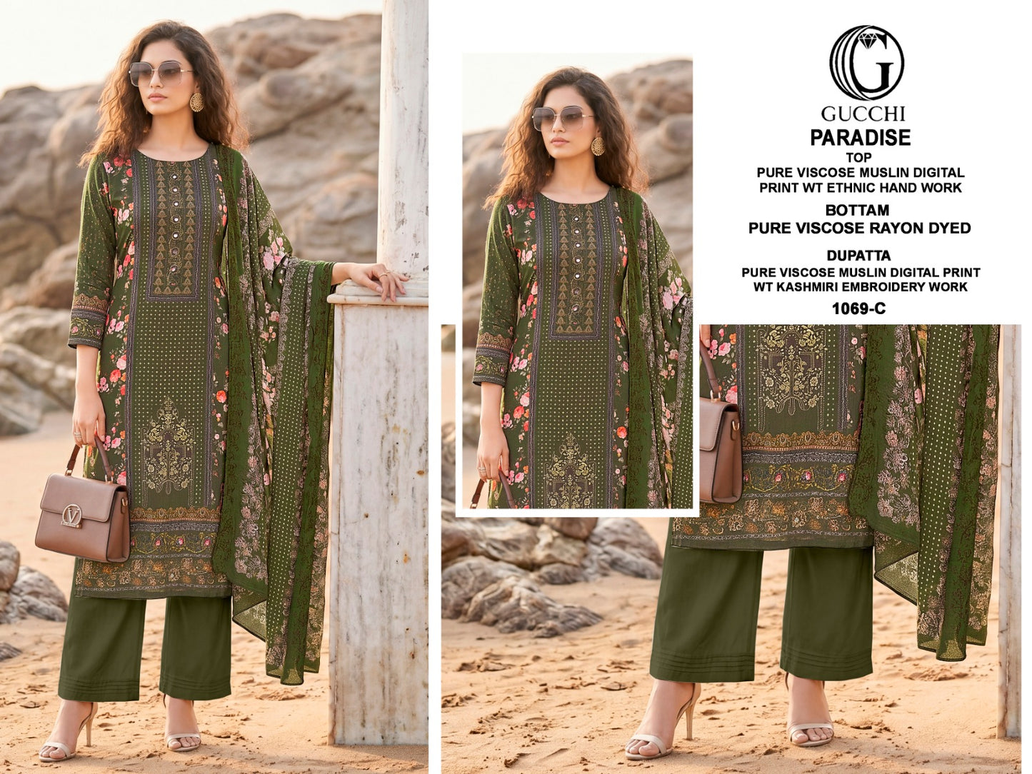 Paradise 1061-1069 Gucchi Viscose Muslin Pant Style Suits Supplier India