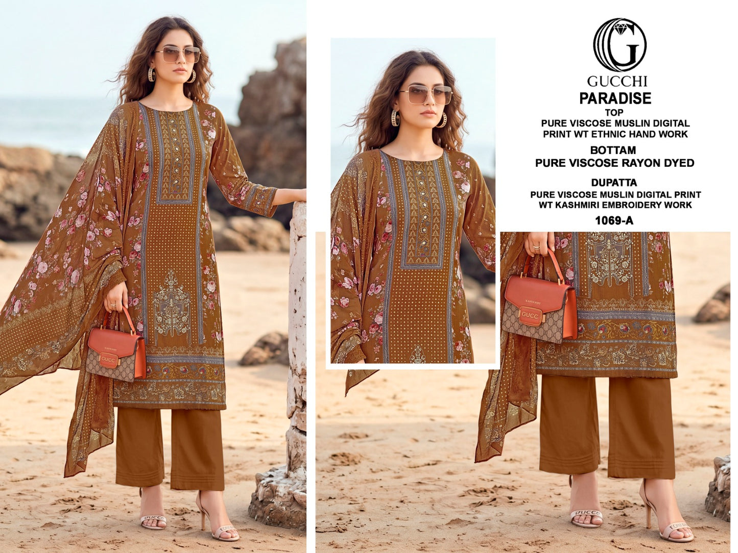 Paradise 1061-1069 Gucchi Viscose Muslin Pant Style Suits Supplier India